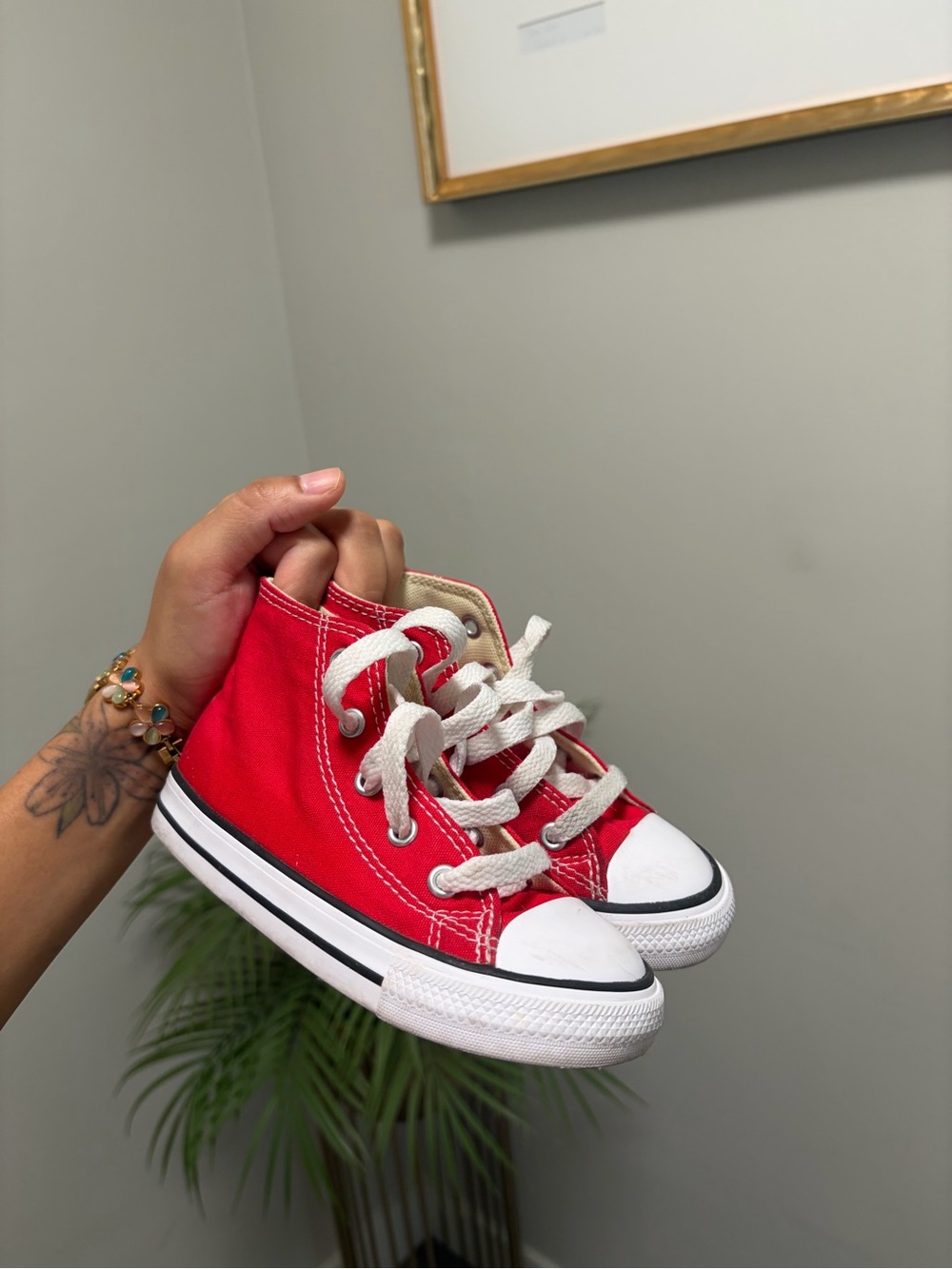 Converse Kids Red and White High-Top Sneakers